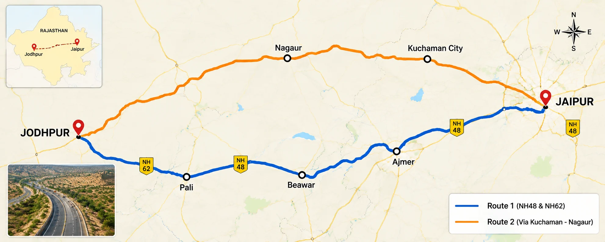 Best Route from Jaipur to Jodhpur